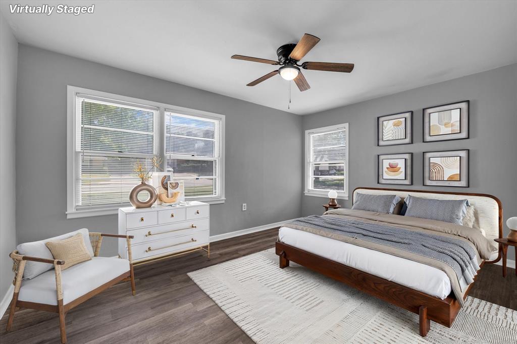 1325 Sunset Street Waco, TX 76710 - Photo 6 of 40 Bedroom with dark wood-style floors and a ceiling fan