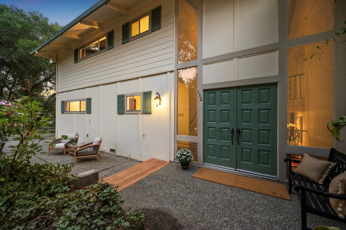 132 Alta Vista Road Woodside, CA 94062 - Photo 36 of 44 a backyard of a house with seating space