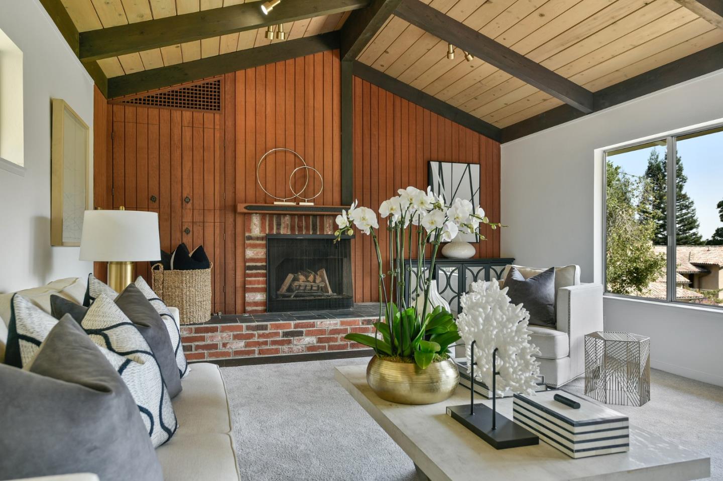132 Alta Vista Road Woodside, CA 94062 - Photo 8 of 44 a living room filled with furniture and a fireplace