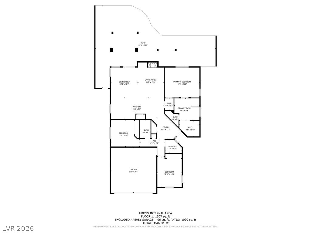 3591 Driving Range Street Las Vegas, NV 89122 - Photo 79 of 79 This floor plan details the layout and dimensions of a functional residence, including primary and secondary bedrooms.
