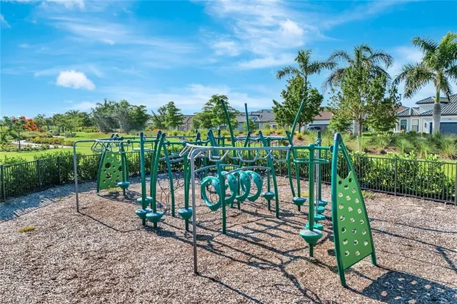 a view of a lake with a garden
