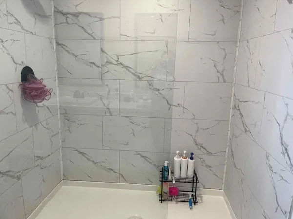 a bathroom with a shower