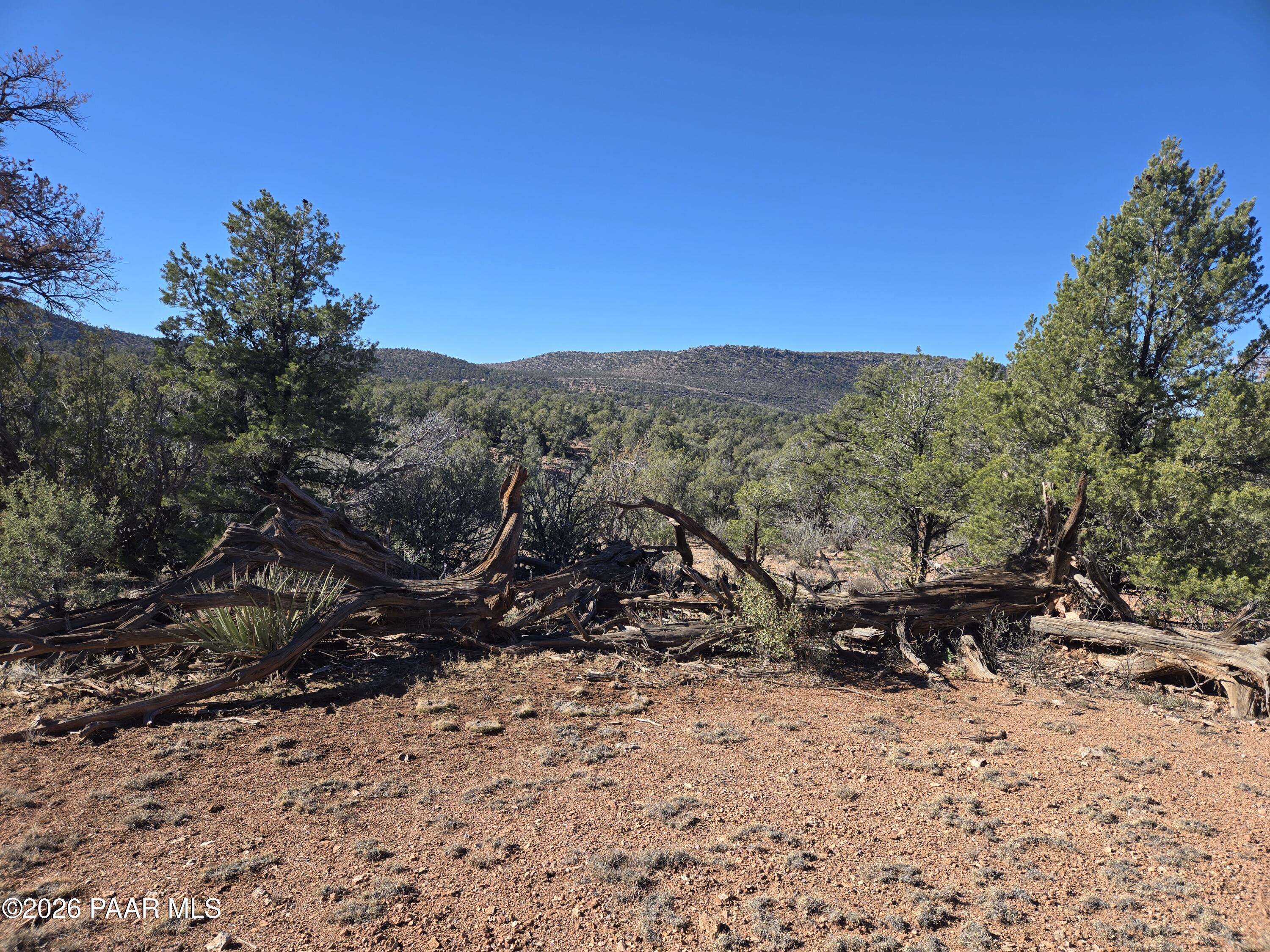 138 Arizona Road Ash Fork, AZ 86320 - Photo 8 of 21 a view of a backyard of a house with a mountain