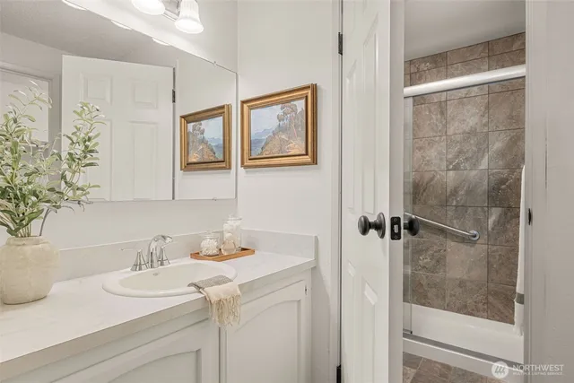 a bathroom with a shower