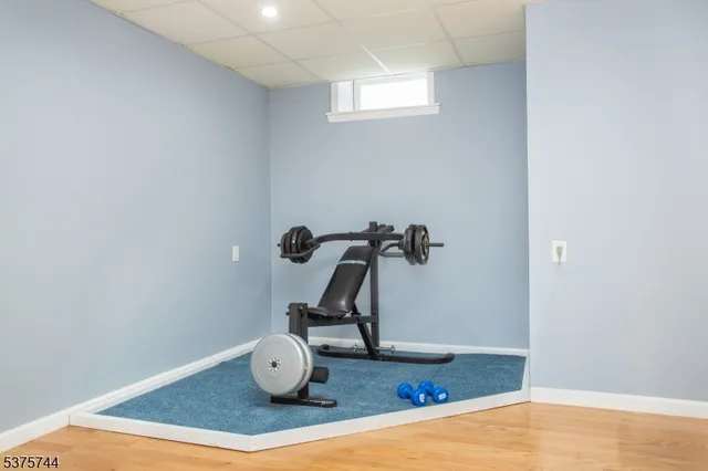 a room with gym equipment