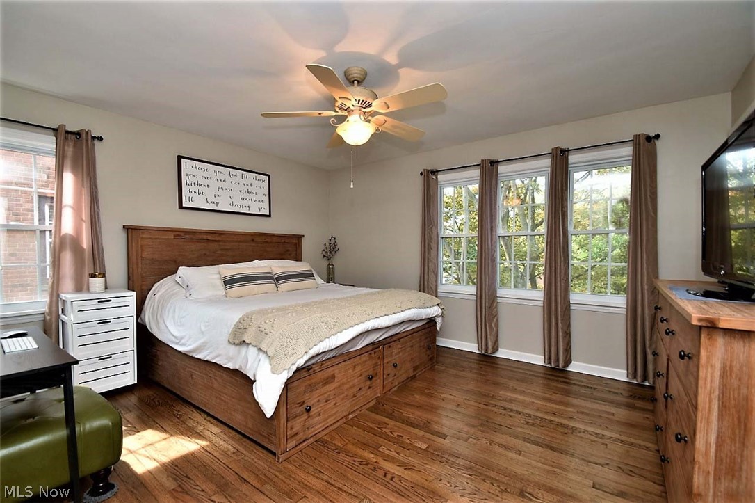 2409 Channing Road Cleveland, OH 44118 - Photo 16 of 28 Primary Bedroom with hardwood floors and ceiling fan.