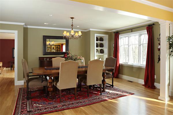 1 Valley Spring Road Newton, MA 02458 - Photo 3 of 10 a view of a dining room with furniture a chandelier and wooden floor