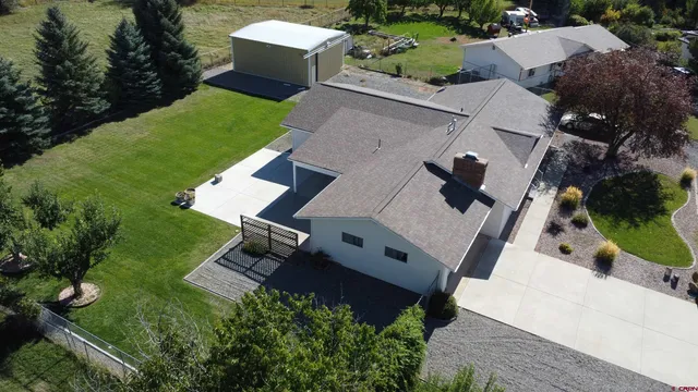 an aerial view of a house