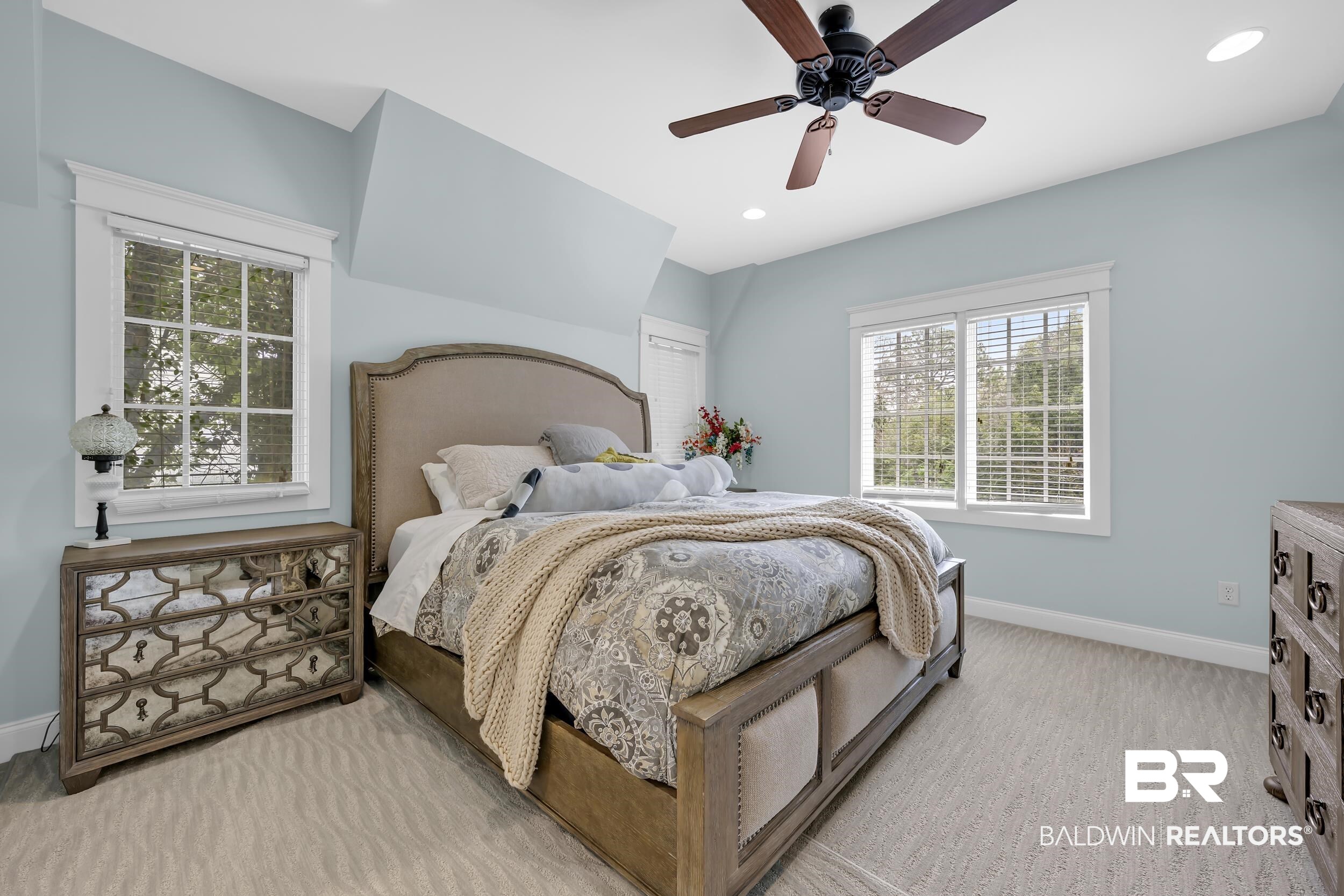 7 Bienville Avenue Mobile, AL 36606 - Photo 22 of 32 Bedroom featuring ceiling fan, light colored carpet, and recessed lighting