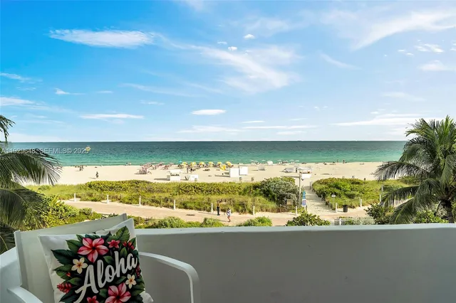 a view of a city and swimming pool