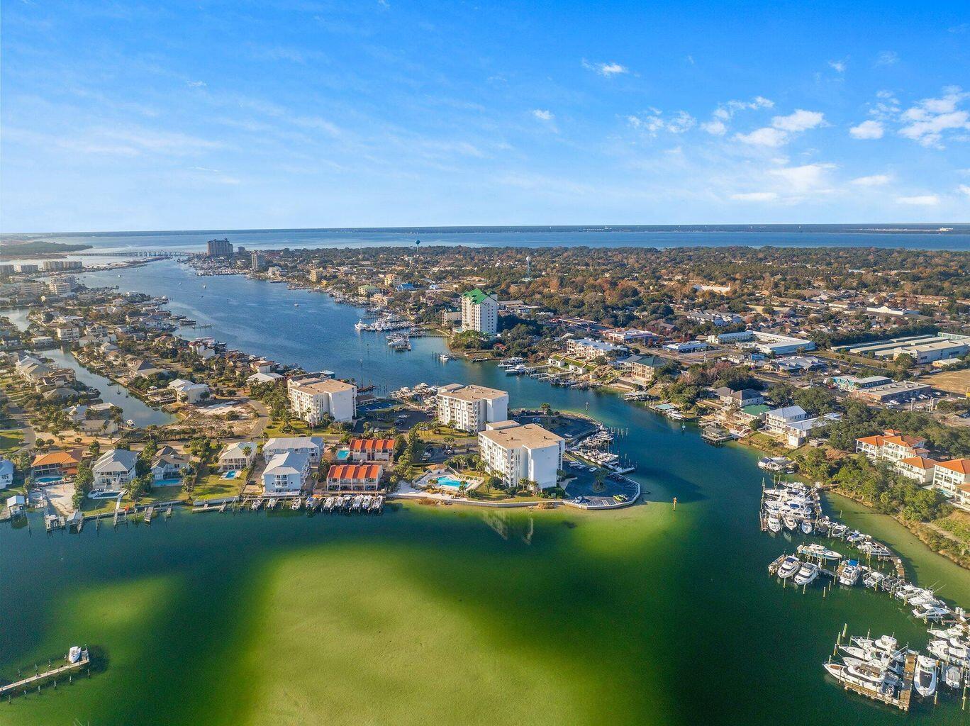 30 Moreno Point Road, Unit 404A Destin, FL 32541 - Photo 33 of 52 an aerial view of city and lake