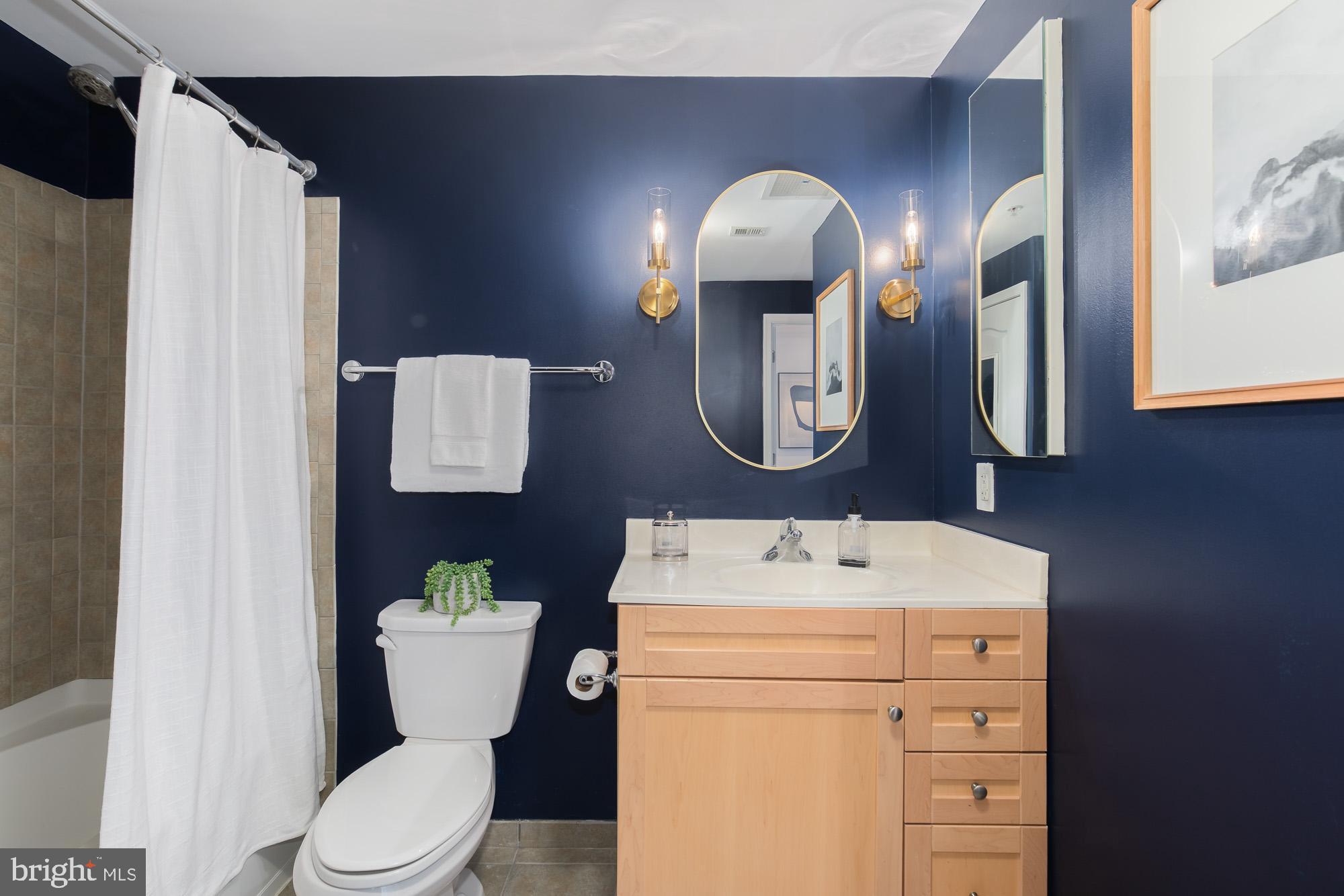 1111 11th Street Northwest, Unit 309 Washington, DC 20001 - Photo 15 of 18 a bathroom with a toilet sink and mirror