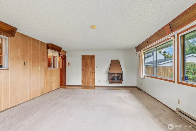 an empty room with windows