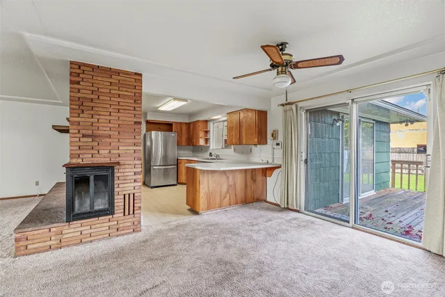 a view of kitchen and living room