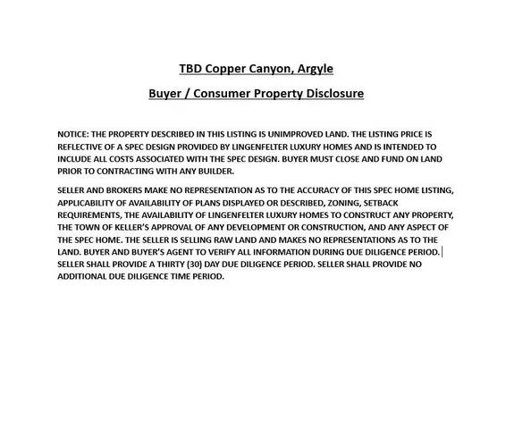 $6,975,000 | Tbd Copper Canyon Road, Argyle, TX 76226