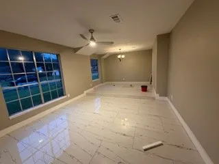 a bathroom with a tub