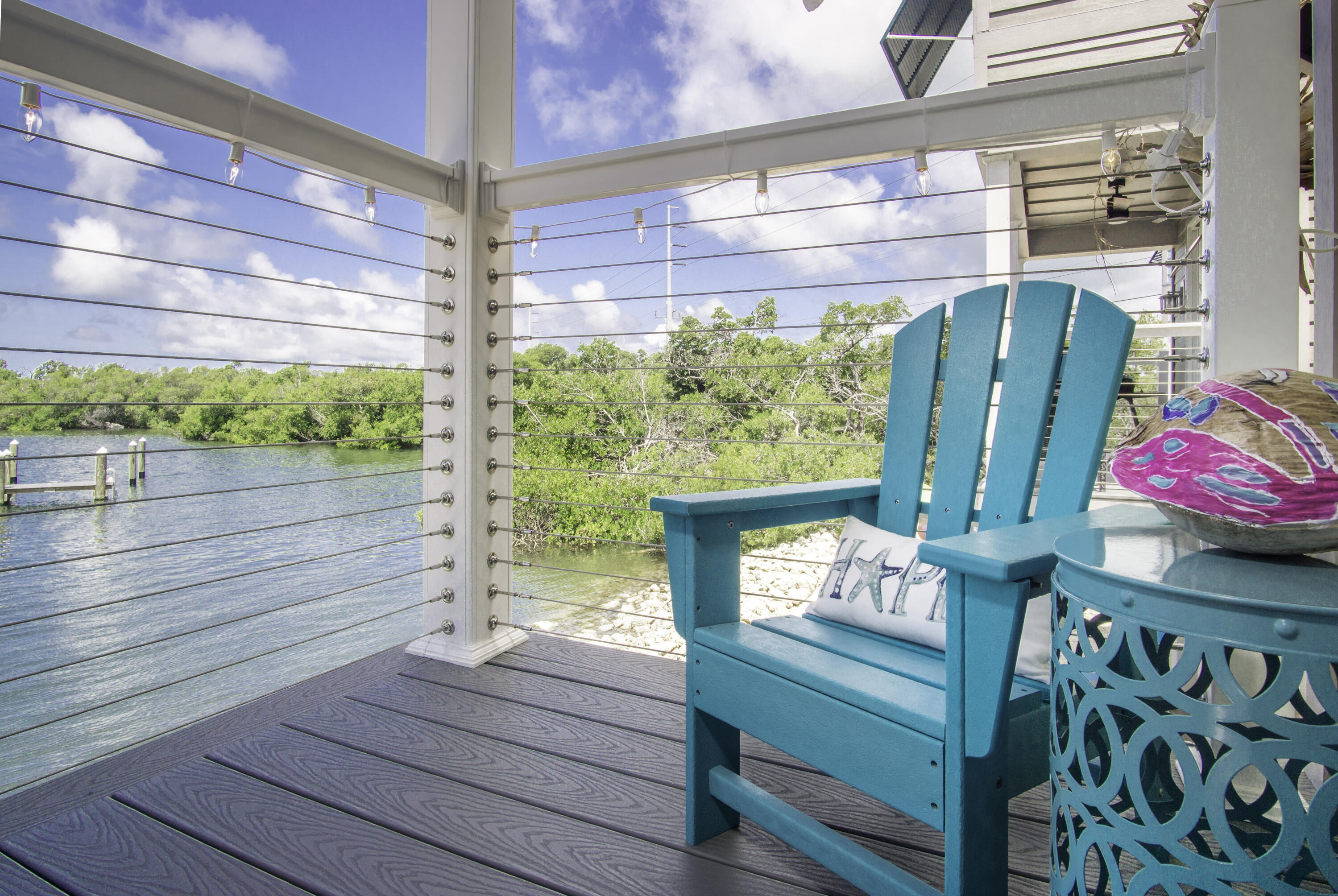 a view of a bench in the balcony
