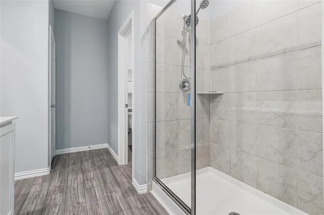 a bathroom with a shower