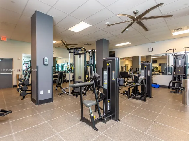 a room with gym equipment
