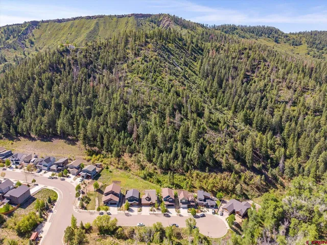 a view of a city with mountains in the background
