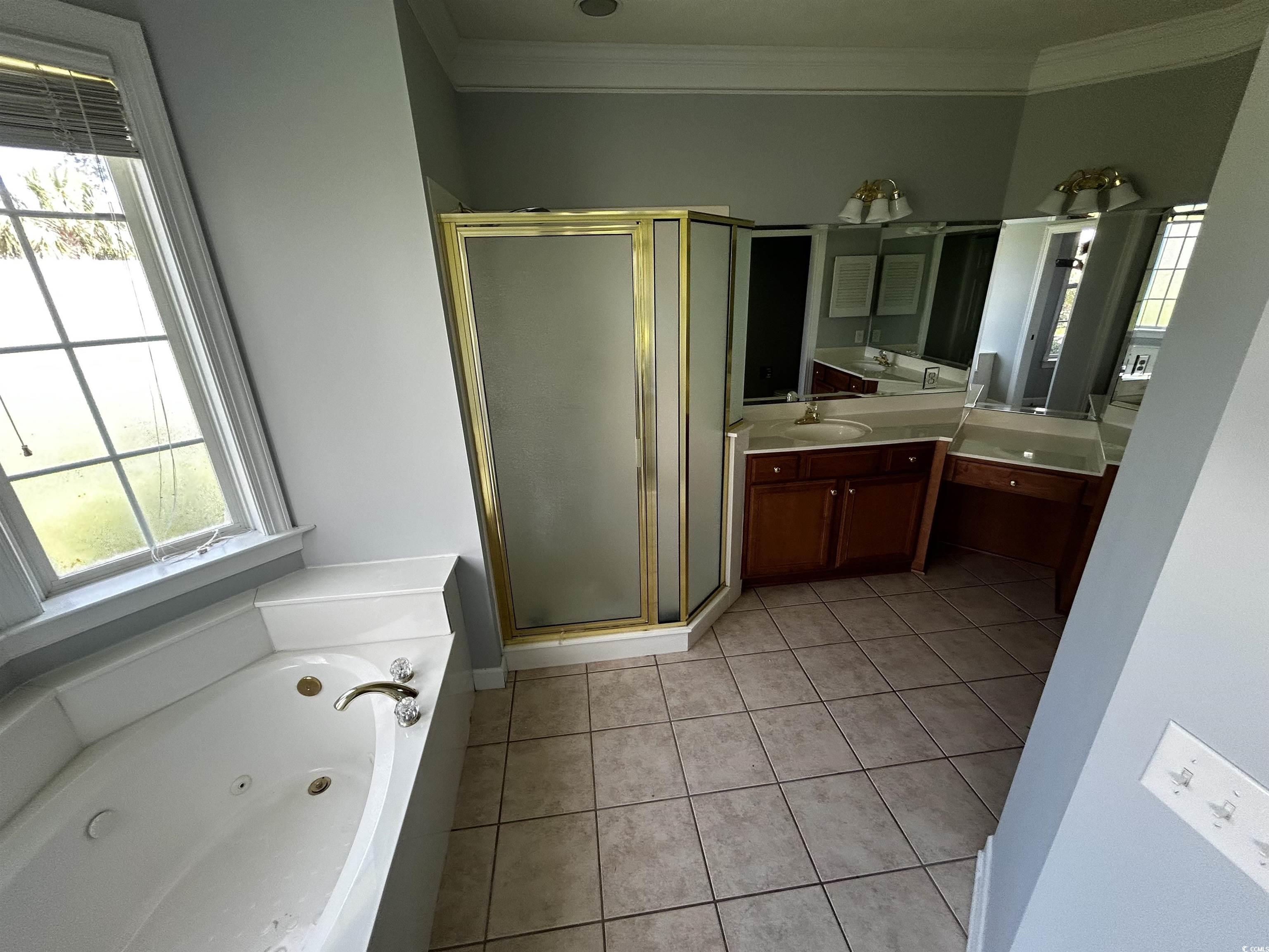 1300 Manchester Court Murrells Inlet, SC 29576 - Photo 25 of 40 Bathroom with tile floors, ornamental molding, van