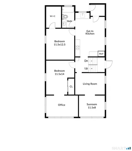 a picture of a bench in front of a wall