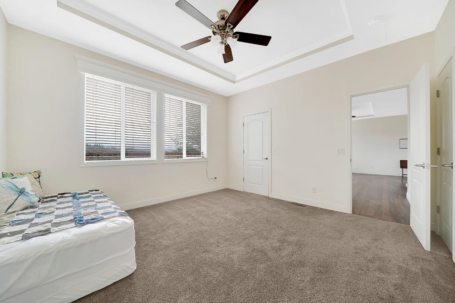 3745 Paramae Road Rail Road Flat, CA 95245 - Photo 26 of 95 Primary Bedroom with coffered ceiling and walk in closet. It is on the opposite side of the house from the additional bedrooms
