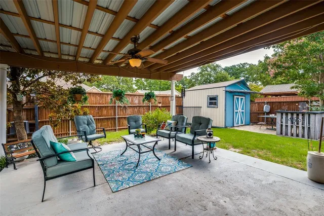 a balcony with furniture