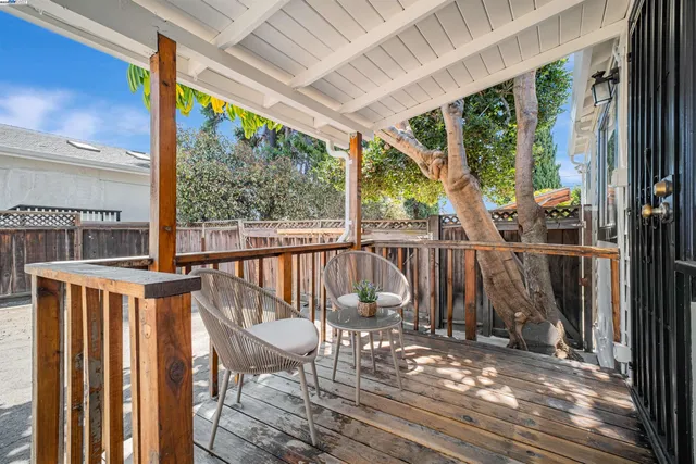 a view of a deck with wooden floor and outdoor space