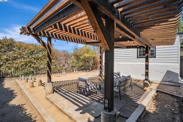 a view of a street with wooden stairs