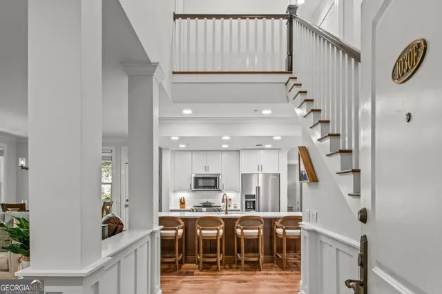 a living room with furniture