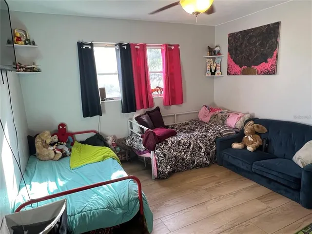 a workspace with furniture and window