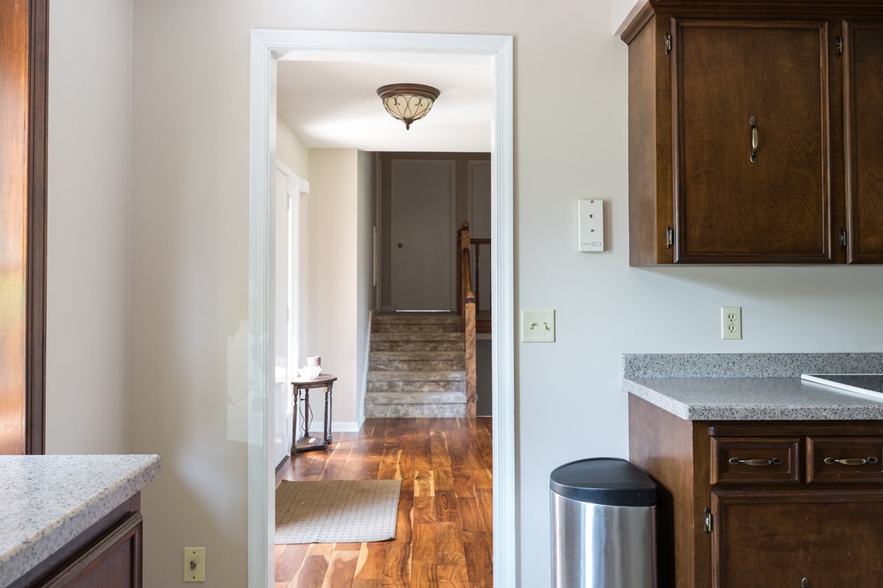 The kitchen sits to the right of the front entrance.