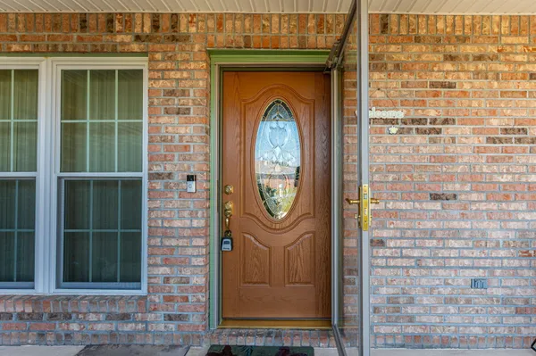 a front view of a house with entrance