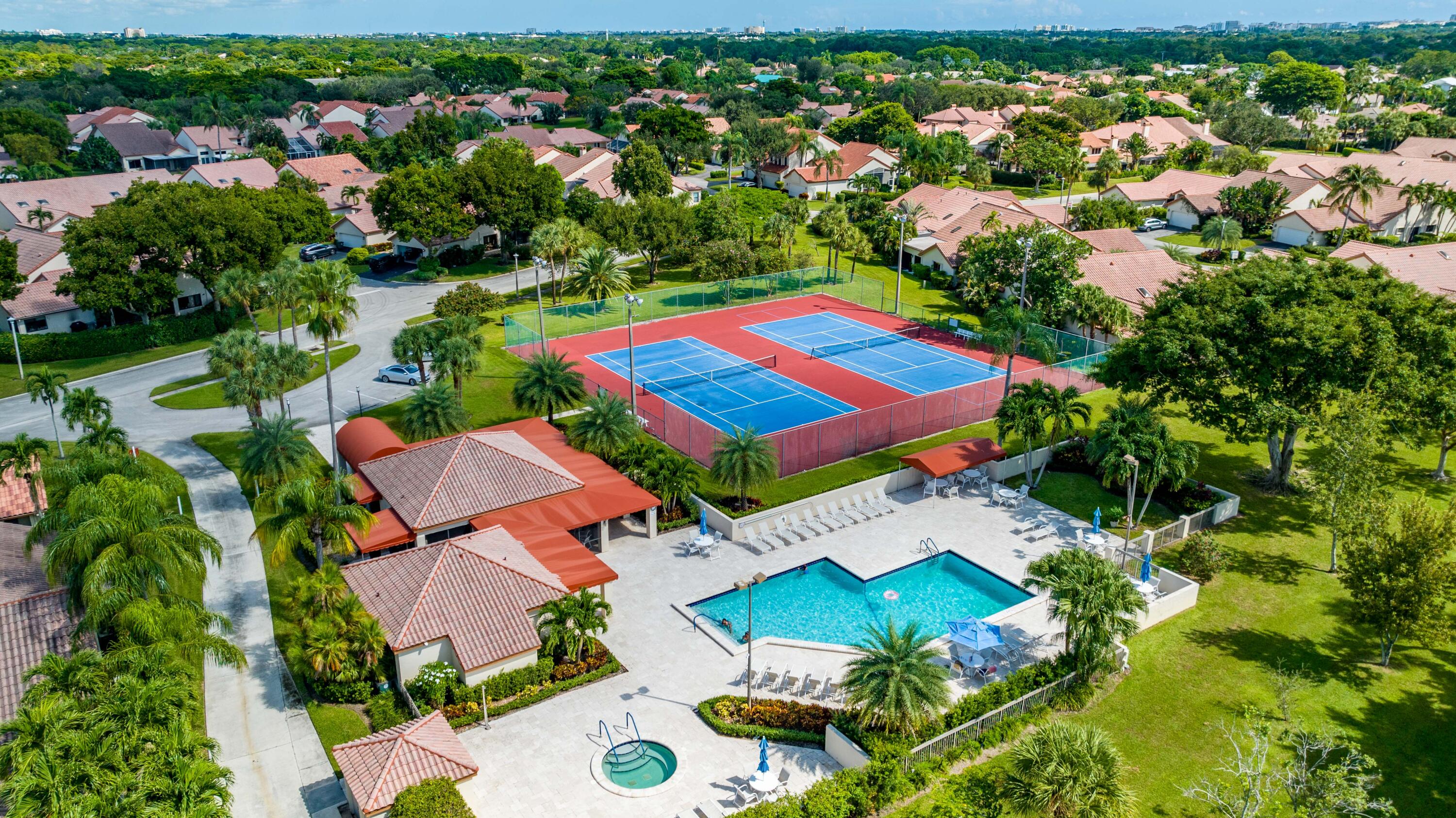23271 Water Circle Boca Raton, FL 33486 - Photo 43 of 64 an aerial view of residential house with outdoor space and swimming pool