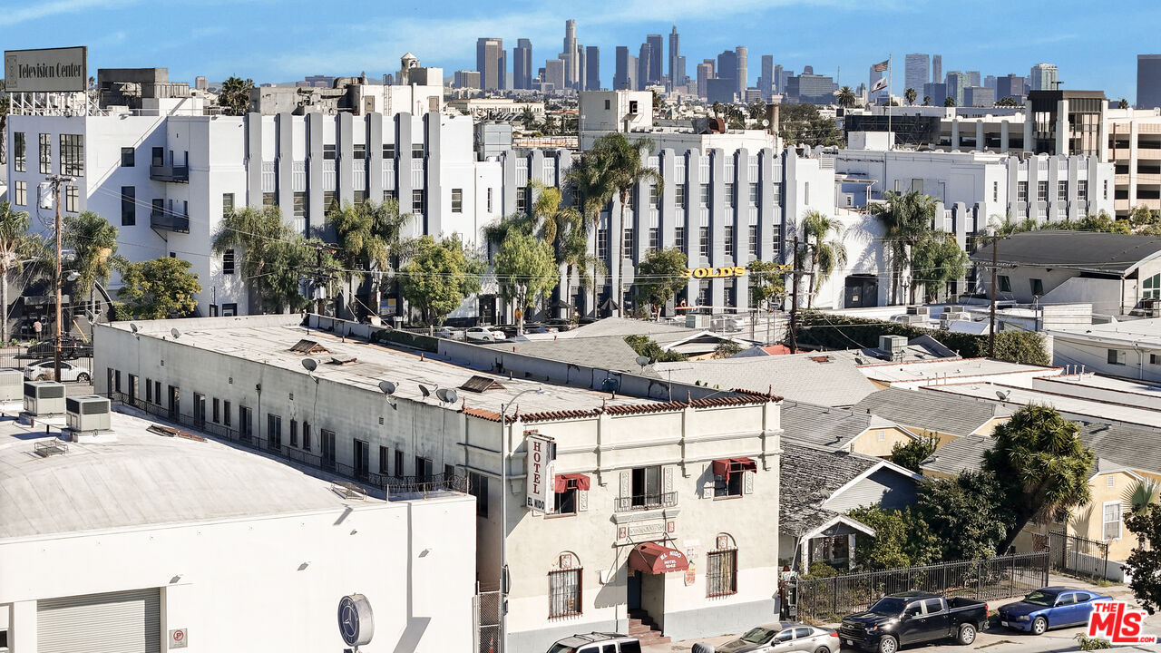 a view of a city that has tall buildings