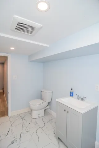 a bathroom with a sink toilet and a vanity