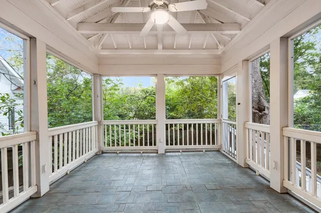 en view interior of a house with wooden floor
