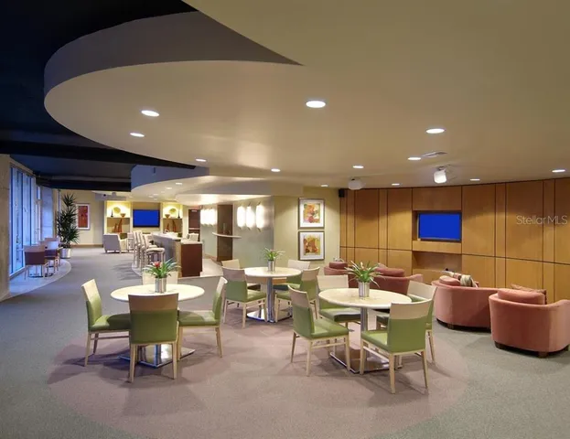 a view of a large hall with an entryway