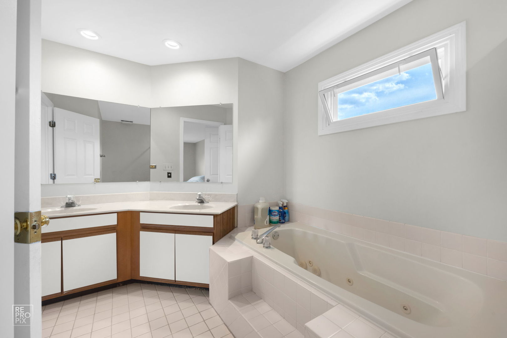 720 Small Court Naperville, IL 60563 - Photo 15 of 25 a bathroom with a tub a sink and mirror