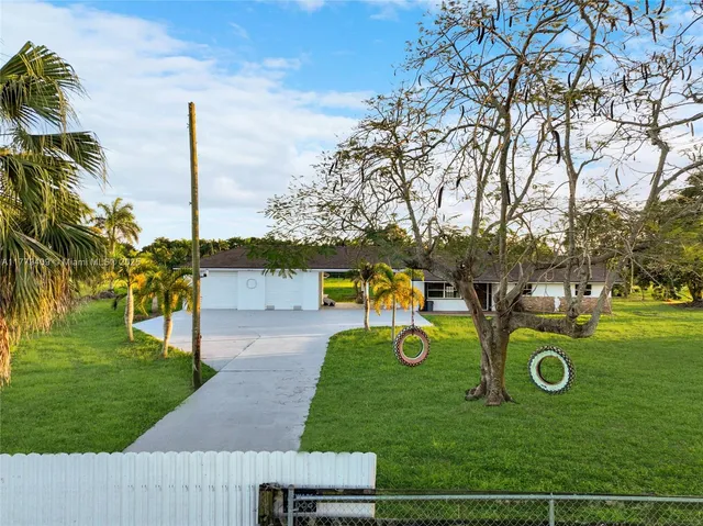 a view of a park with swings