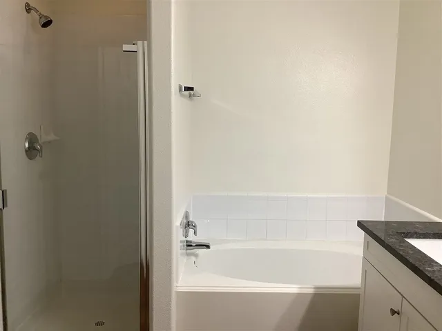 a bathroom with a bathtub