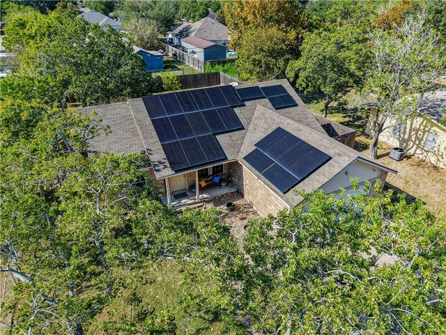 an aerial view of a house