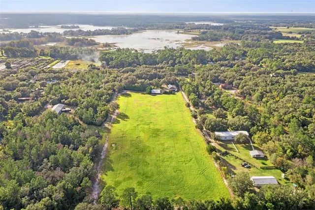 a view of grassy field with benches and trees