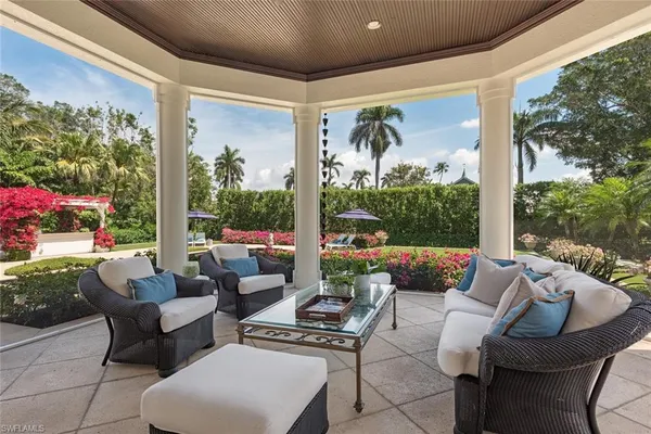 a outdoor living space with furniture