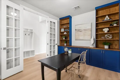 a bathroom with a bathtub