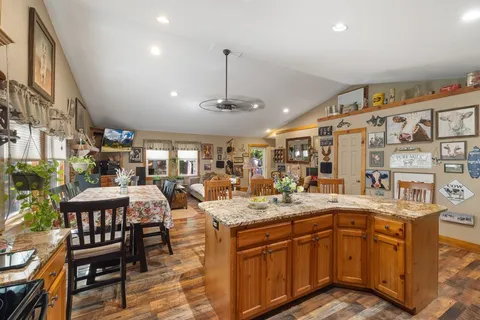a kitchen with lots of counter top space