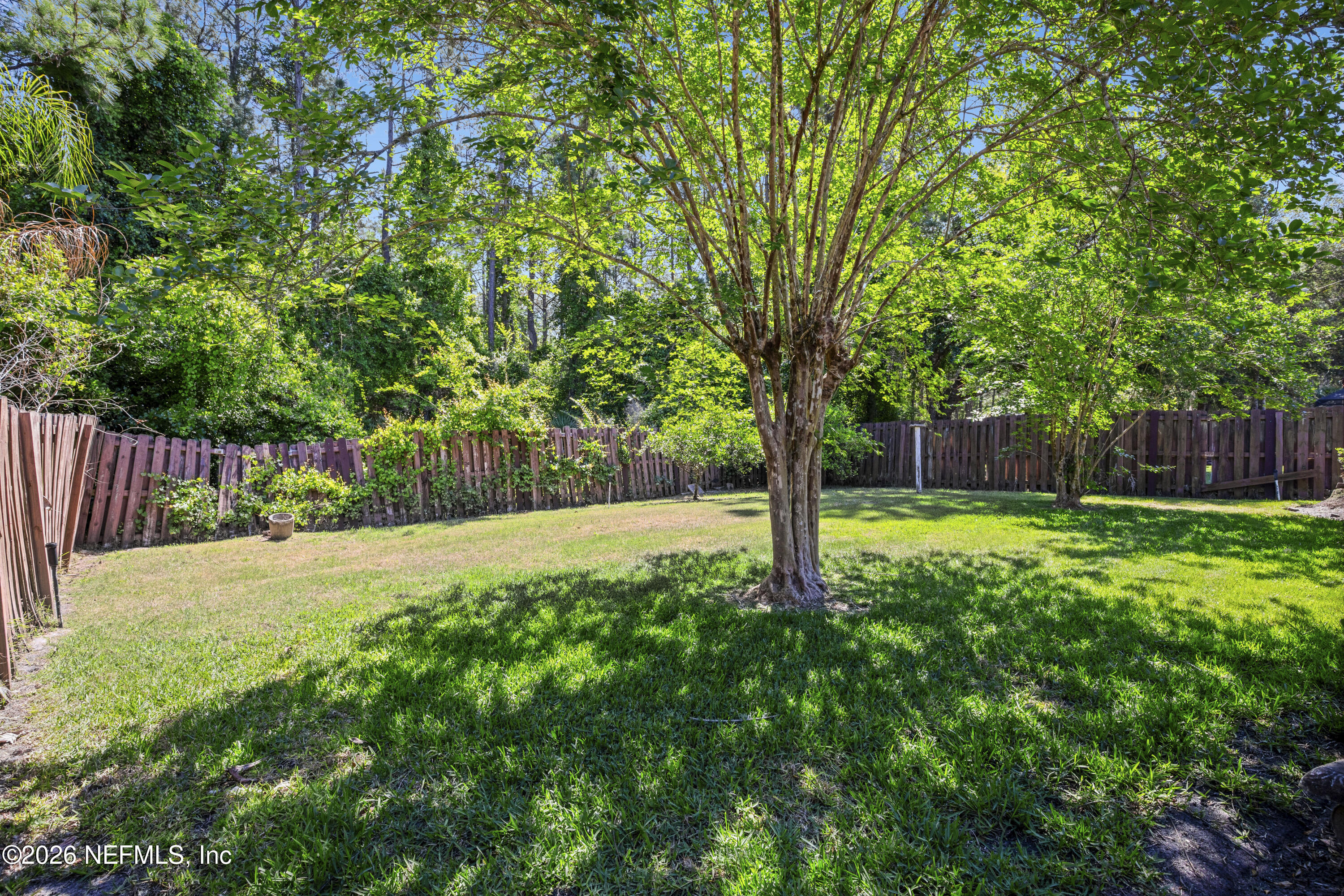 3020 South Atherley Road St. Augustine, FL 32092 - Photo 52 of 61 a view of a yard with a large trees and wooden fence