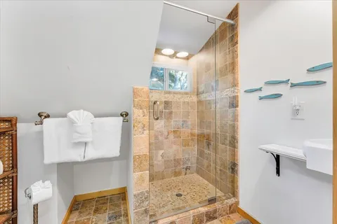 a bathroom with a shower