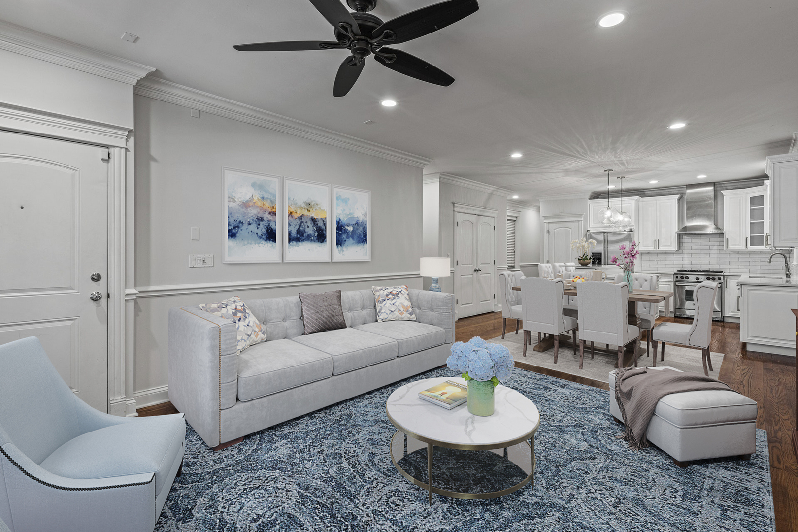 1049 West Monroe Street, Unit 1 Chicago, IL 60607 - Photo 3 of 22 a living room with furniture and a wooden floor